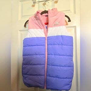 Puma Girl's Sleeveless Puffer Jacket Vest Size M 10-12 Winter Colorblock NWT